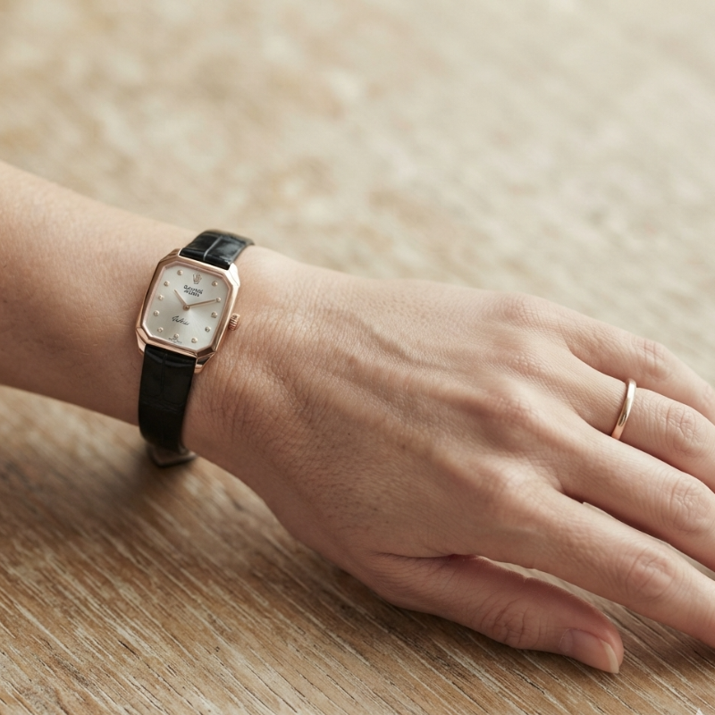 Montre Recto Cuir Rose Femmes – Image 2
