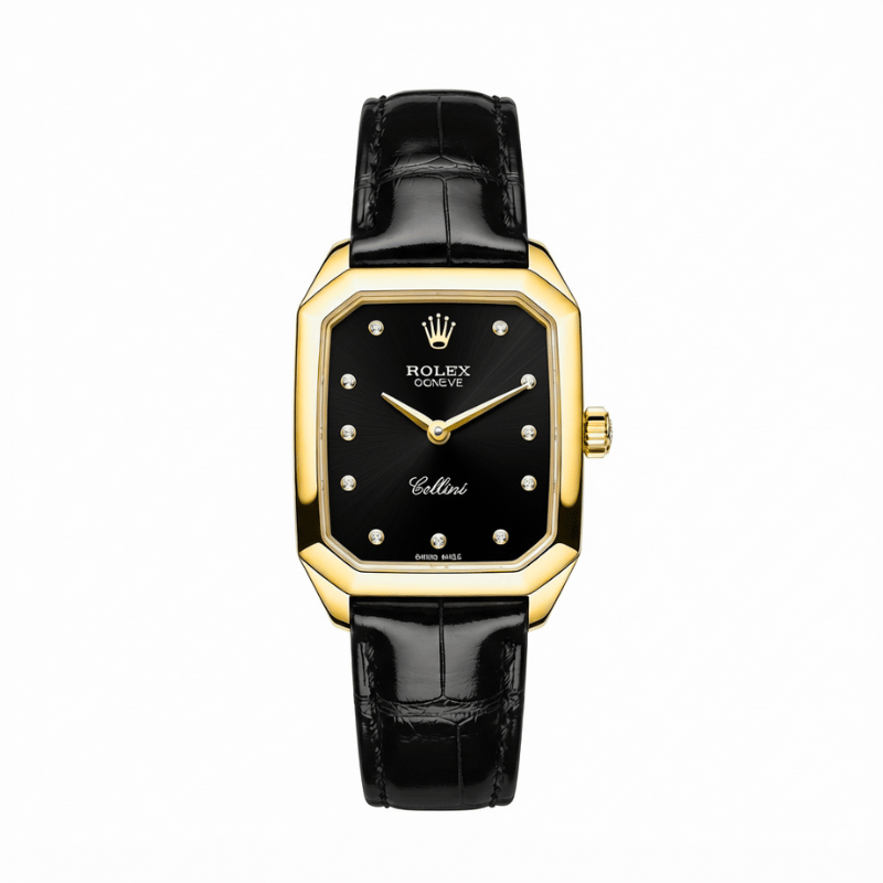 Montre Recto Cuir Noire Femmes